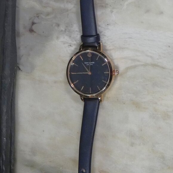 NiB Kate Spade New York Metro Slim Women's Watch,  Navy Blue Leather Strap $198 - Picture 14 of 15